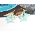 Serie Ocean Hanging Acrílico Sea Star Jewellry para niñas Pendientes de peces estrellas de acero inoxidable